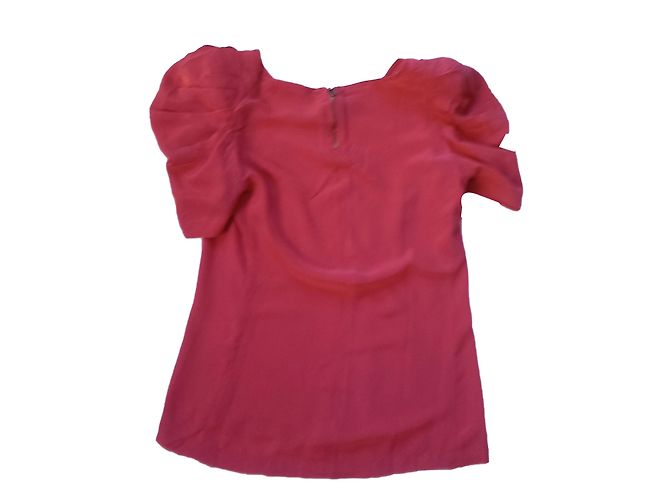 Top de seda Maje rosa con volantes - vista 2