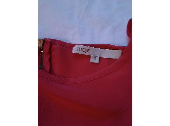 Top de seda Maje rosa con volantes - vista 5