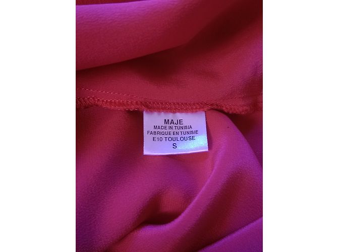Top de seda Maje rosa con volantes - vista 6