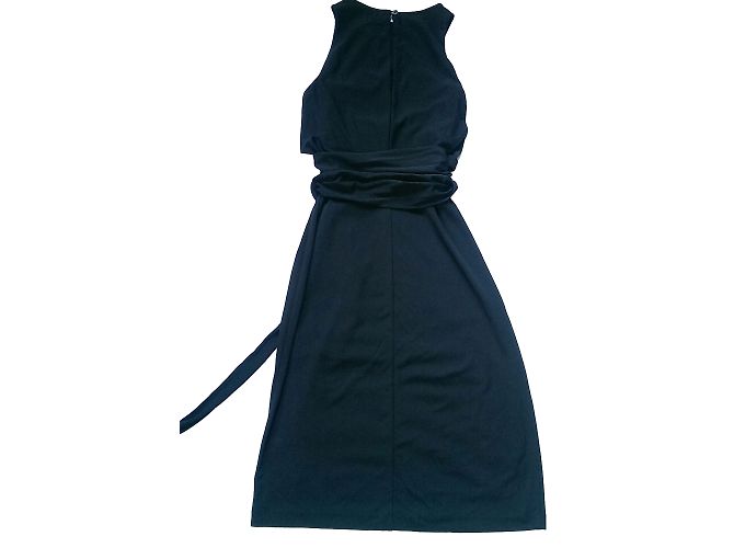 Ralph Lauren Vestido Largo Negro Sin Mangas con Cinturón S - vista 2