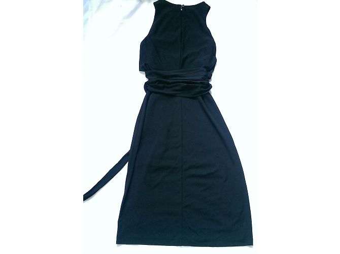 Ralph Lauren Vestido Largo Negro Sin Mangas con Cinturón S - vista 4