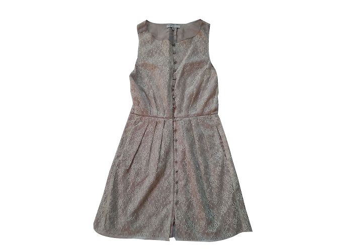 Vestido Maje de renda e seda sem mangas Creme Cru - vista 2