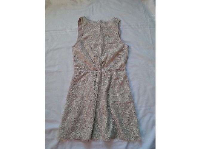 Vestido Maje de renda e seda sem mangas Creme Cru - vista 3