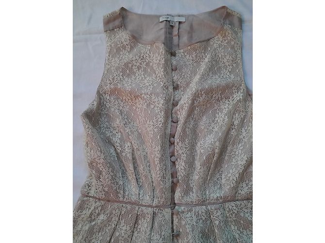 Vestido Maje de renda e seda sem mangas Creme Cru - vista 5