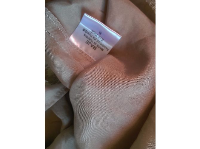Vestido Maje de renda e seda sem mangas Creme Cru - vista 7