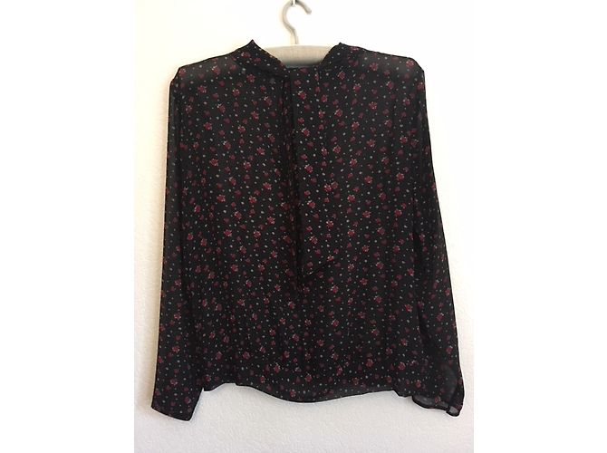 Zapa Seidenbluse Schwarz mit roten Blüten Größe 38 - Ansicht 3