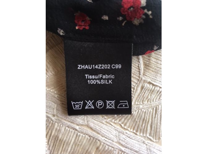 Zapa Seidenbluse Schwarz mit roten Blüten Größe 38 - Ansicht 5
