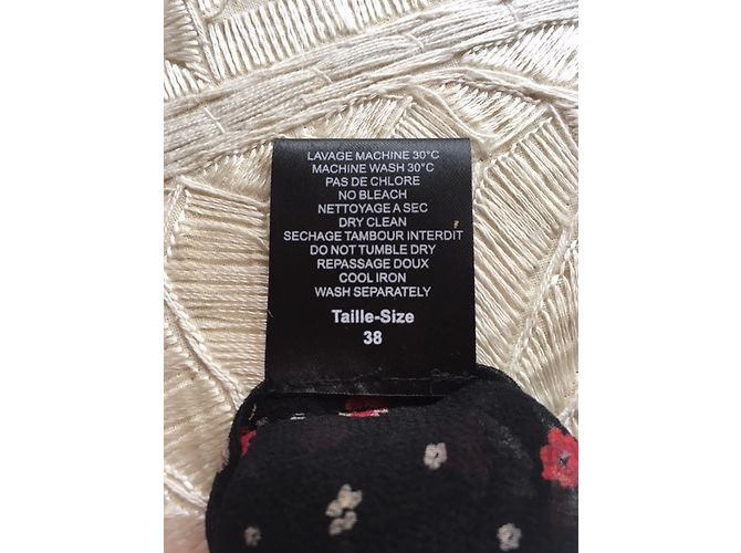Zapa Seidenbluse Schwarz mit roten Blüten Größe 38 - Ansicht 6
