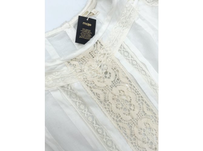Vestido Maje de algodón blanco con mangas 3/4 - vista 3