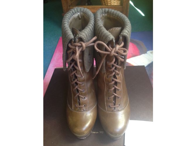 Botines Gucci Sadle Soft Wool RIB Winter Leaf Khaki Caqui - vista 11