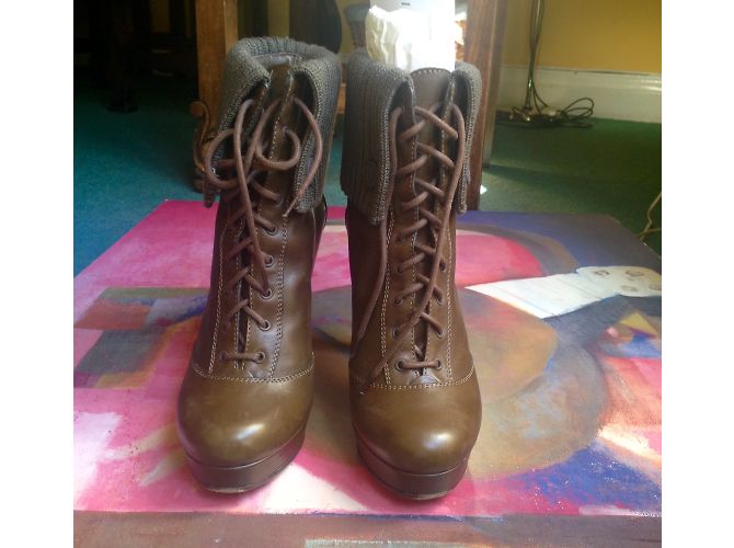 Botines Gucci Sadle Soft Wool RIB Winter Leaf Khaki Caqui - vista 2