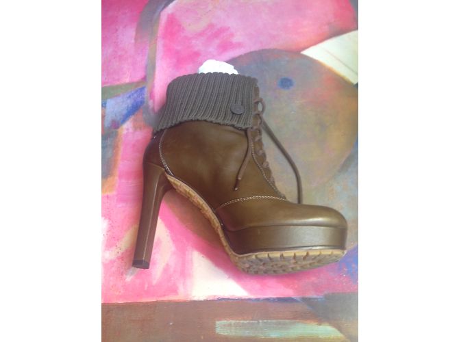 Botines Gucci Sadle Soft Wool RIB Winter Leaf Khaki Caqui - vista 5