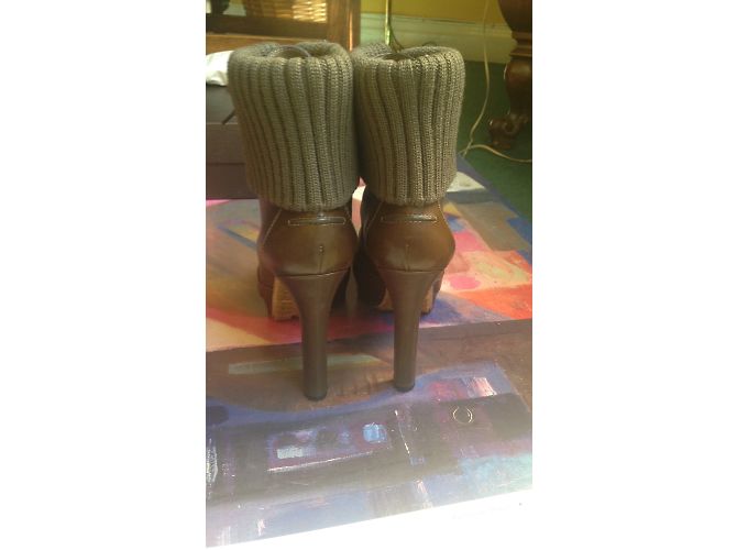 Botines Gucci Sadle Soft Wool RIB Winter Leaf Khaki Caqui - vista 7