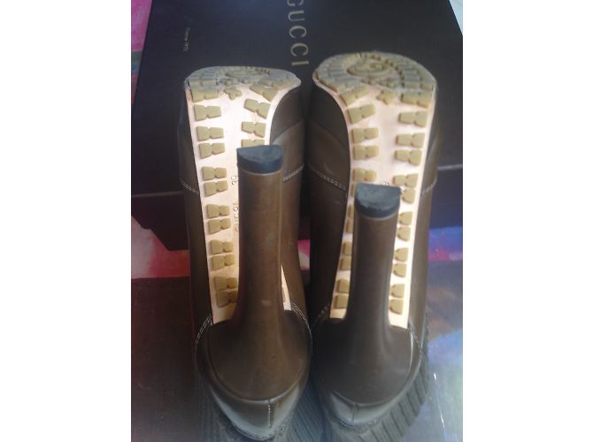Botines Gucci Sadle Soft Wool RIB Winter Leaf Khaki Caqui - vista 9