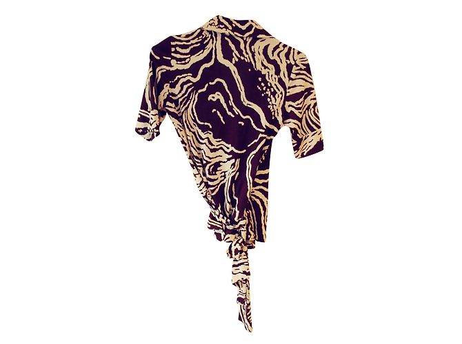 Top de seda Diane Von Furstenberg Marrom e Creme Cru - vista 2