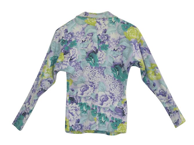 Blazer Irié de algodão com estampa floral roxa multicolorida Verde - vista 2