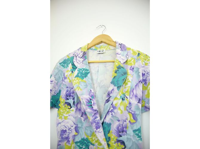Blazer Irié de algodão com estampa floral roxa multicolorida Verde - vista 3