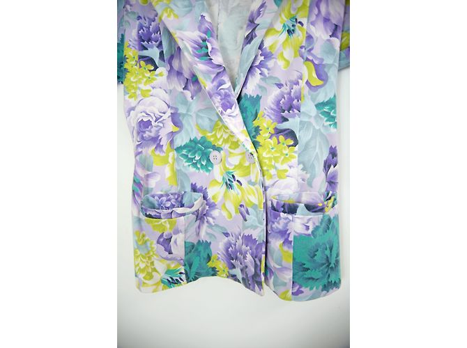 Blazer Irié de algodão com estampa floral roxa multicolorida Verde - vista 4