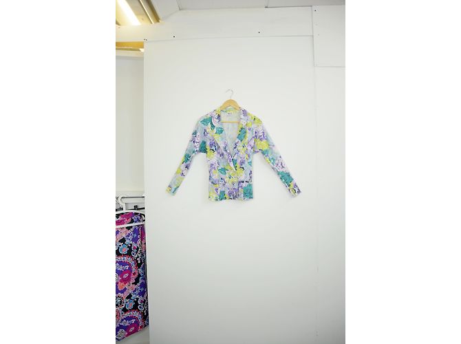 Blazer Irié de algodão com estampa floral roxa multicolorida Verde - vista 5