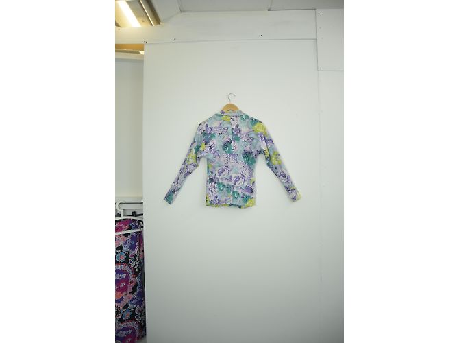 Blazer Irié de algodão com estampa floral roxa multicolorida Verde - vista 6