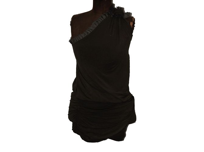 Vestido corto drapeado Pinko kaki Caqui - vista 2