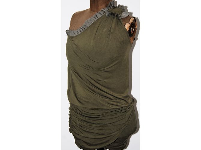 Vestido corto drapeado Pinko kaki Caqui - vista 3