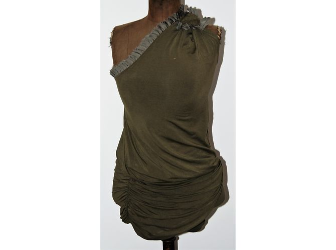 Vestido corto drapeado Pinko kaki Caqui - vista 5