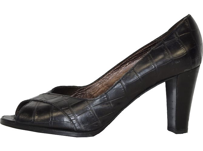 Autre Marque PARALLELE Offene Pumps aus schwarzem Leder Größe 38.5 - Ansicht 2