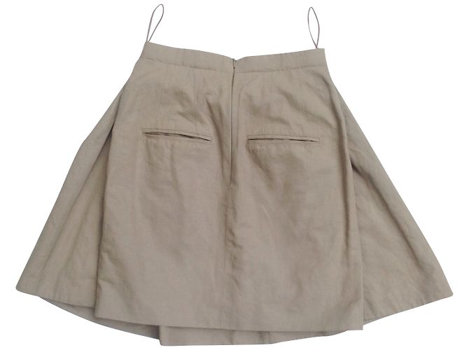 Falda Carven de algodón beige con corte evasé - vista 2