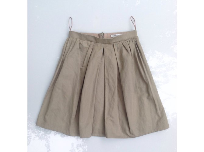 Falda Carven de algodón beige con corte evasé - vista 4