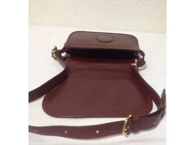 Borsa a tracolla Cartier in pelle rosso scuro Bordò - vista 4
