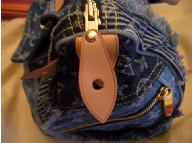 Speedy Louis Vuitton speddy 30 denim patchwork Bleu - vue 10