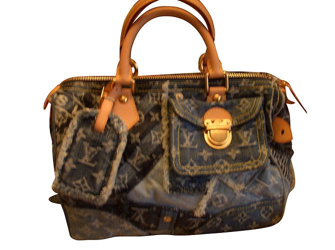 Speedy Louis Vuitton speddy 30 denim patchwork Bleu - vue 2