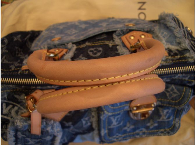 Speedy Louis Vuitton speddy 30 denim patchwork Bleu - vue 3