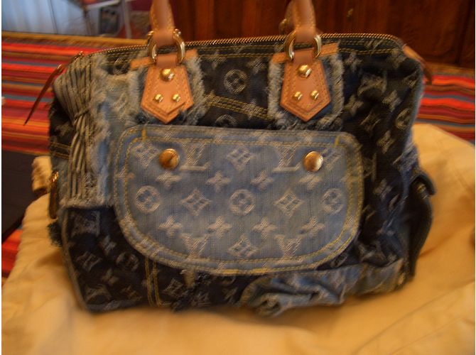 Speedy Louis Vuitton speddy 30 denim patchwork Bleu - vue 4