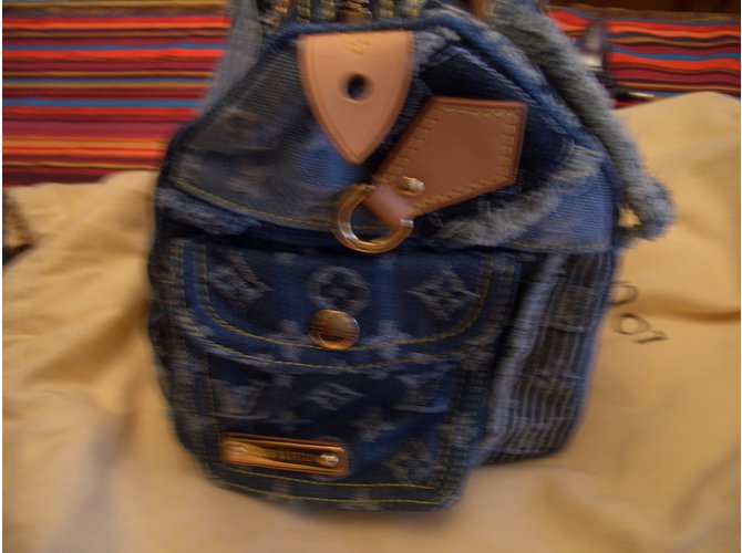 Speedy Louis Vuitton speddy 30 denim patchwork Bleu - vue 5