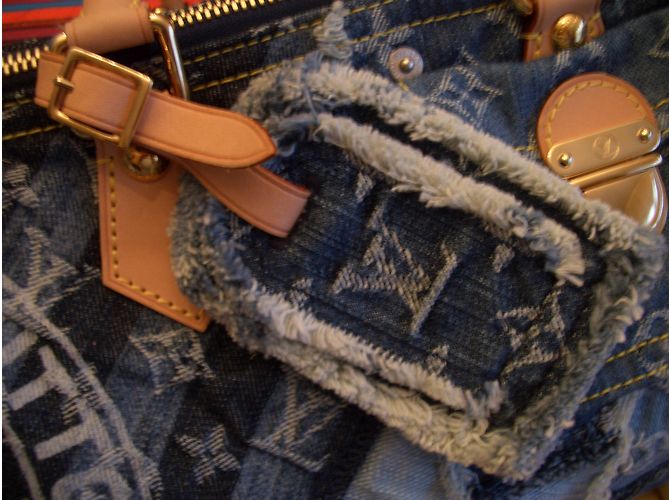 Speedy Louis Vuitton speddy 30 denim patchwork Bleu - vue 9