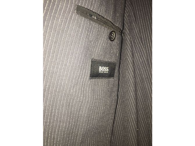Giacca da abito Hugo Boss Mason Grigio Scuro con Righe Crema Taglia 50 Grigio antracite - vista 5