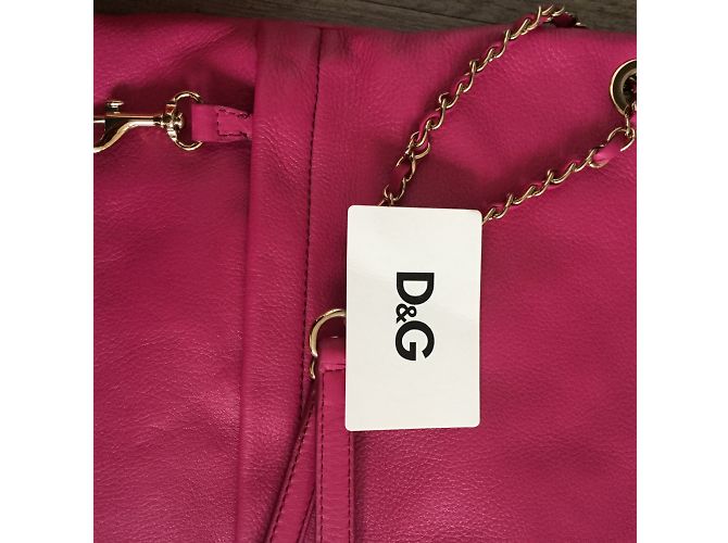 Bolsa de mão Dolce & Gabbana Ania em couro de cordeiro fúcsia Rosa - vista 11