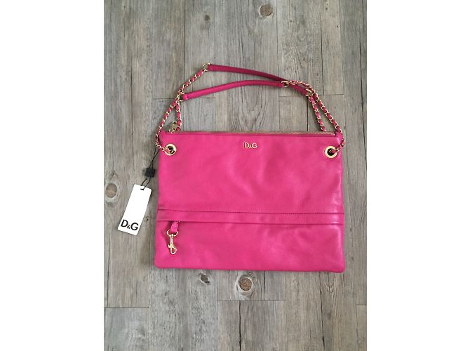 Bolsa de mão Dolce & Gabbana Ania em couro de cordeiro fúcsia Rosa - vista 5