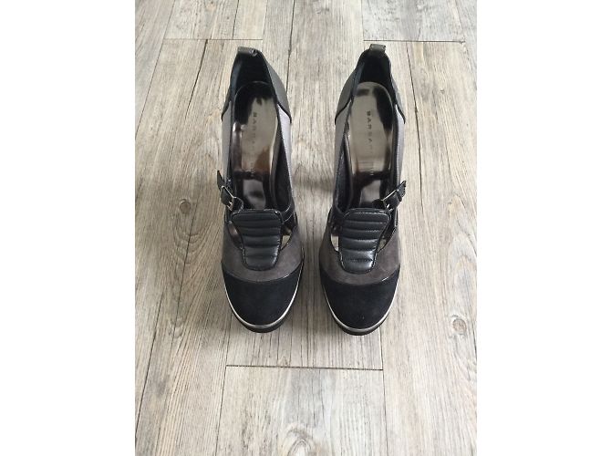 Décolleté Barbara Bui in Camoscio Nero e Pelle Iridescente Grigia 37.5IT Grigio - vista 3