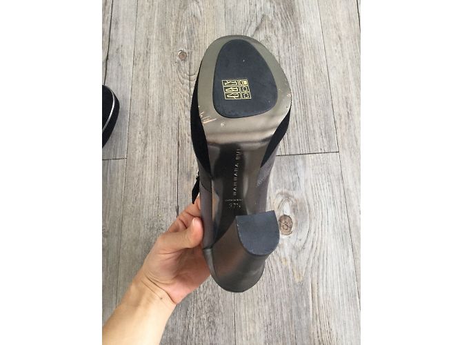 Décolleté Barbara Bui in Camoscio Nero e Pelle Iridescente Grigia 37.5IT Grigio - vista 7