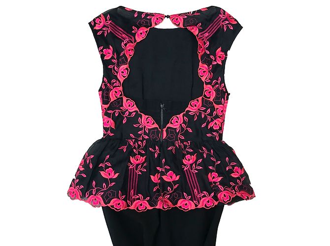 Abito da cocktail Alice + Olivia in seta nero e rosa - vista 2