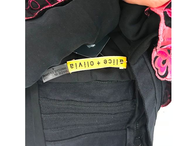 Abito da cocktail Alice + Olivia in seta nero e rosa - vista 7