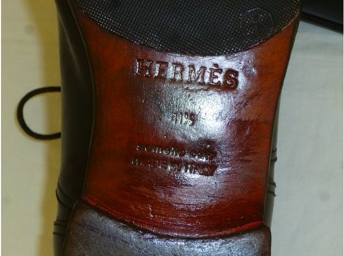 Scarpe Derby Hermès in pelle nera Nero - vista 7