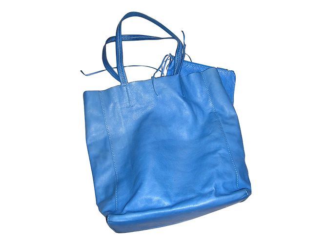 No Brand Borsa a mano in pelle blu con pochette - vista 2