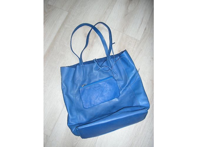 No Brand Borsa a mano in pelle blu con pochette - vista 3