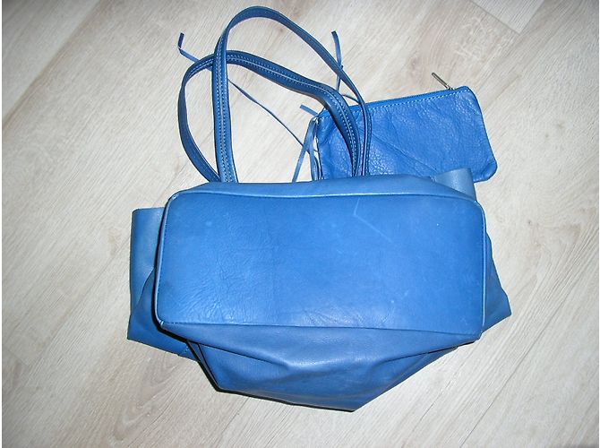 No Brand Borsa a mano in pelle blu con pochette - vista 4