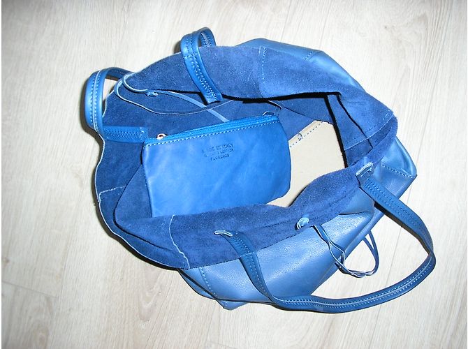 No Brand Borsa a mano in pelle blu con pochette - vista 5