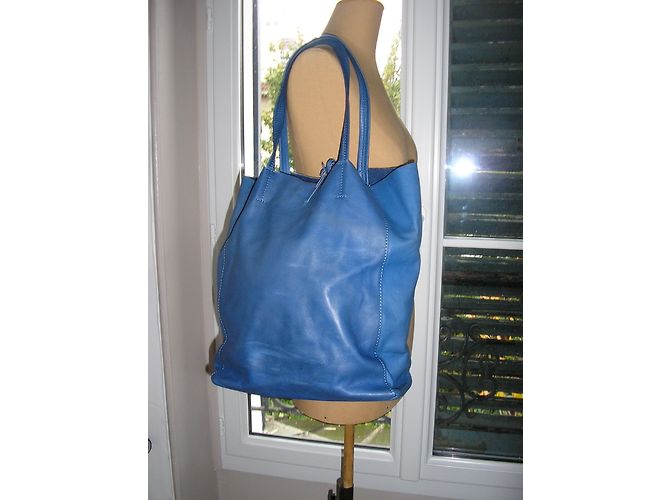 No Brand Borsa a mano in pelle blu con pochette - vista 6